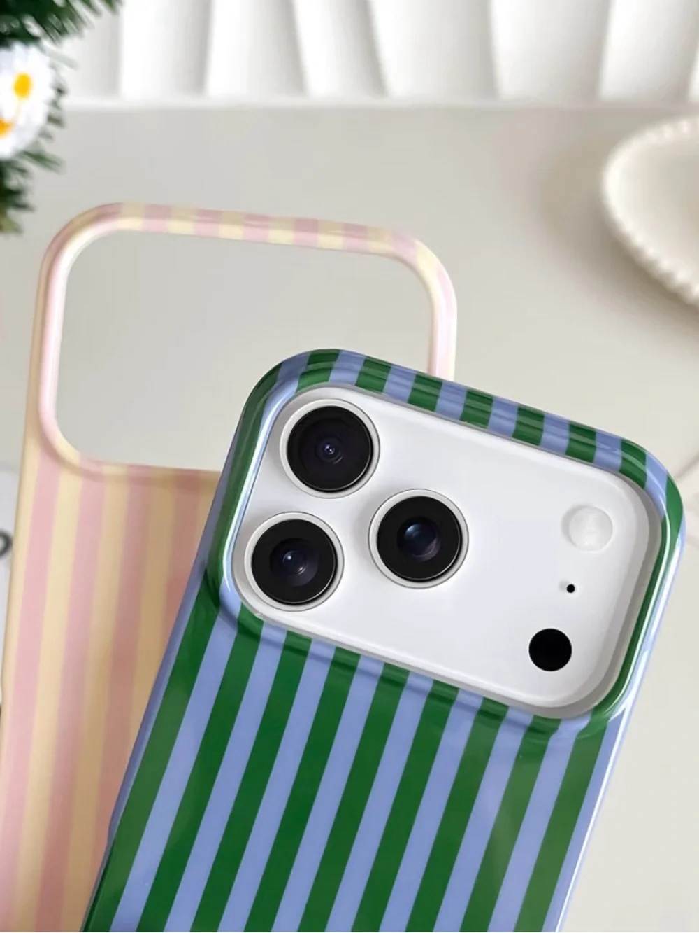 New iPhone 17 Pro Max Striped Phone Case Green & Blue